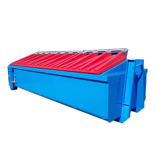 Ligh blue bin with red cover Standard Hook Lift Bins with hooklift easylid