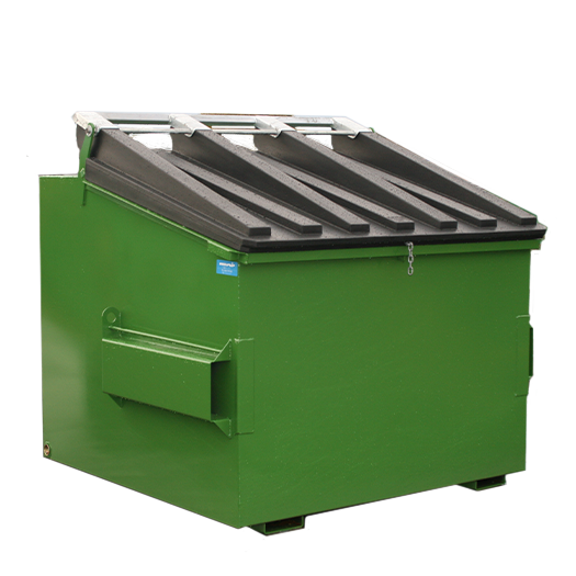 Standard front lift bins in green with black cover